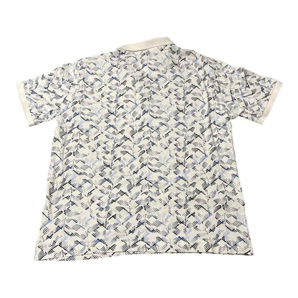 Robert Graham Polo Shirt Mens Extra Large White Blue Geometric Pattern Classic - Picture 2 of 5